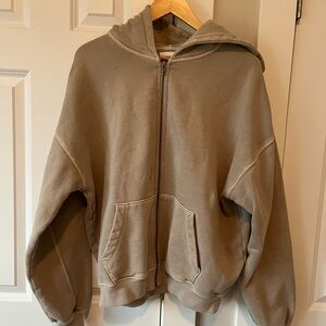 Joah Brown Hoodie zip sweatshirt Sand color